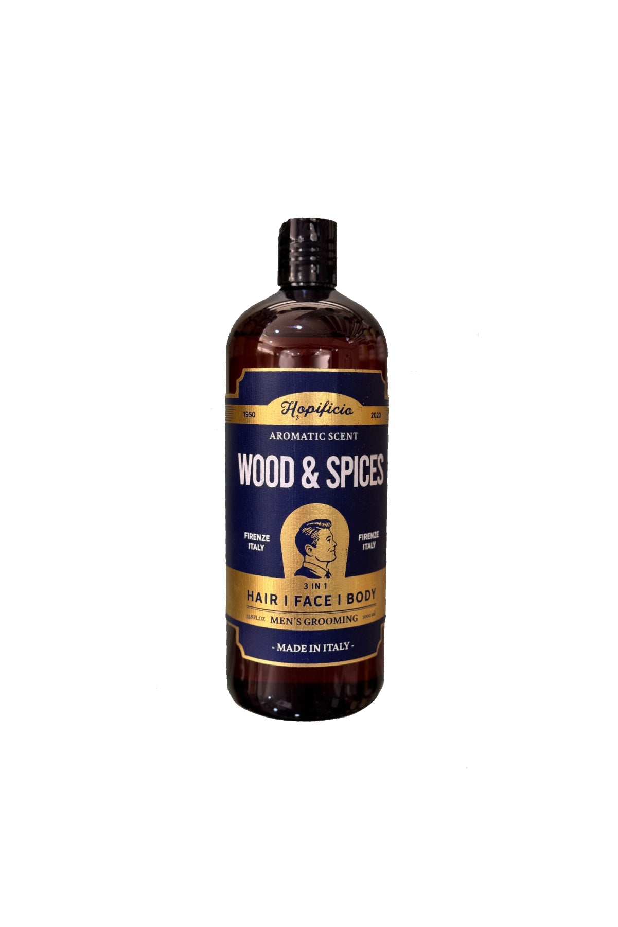 Hopificio Three in One Wood & Spices Liquid Soap 1000 ml – Luxurious Cleansing for Hands, Body & Hair - Aegean Vibe