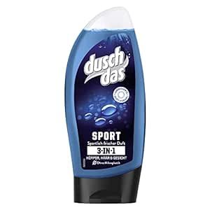 Duschdas 3-in-1 Sport Shower Gel and Shampoo with Sporty Fresh Fragrance Dermatologically Tested (3 pieces-250ml×3=750ml)