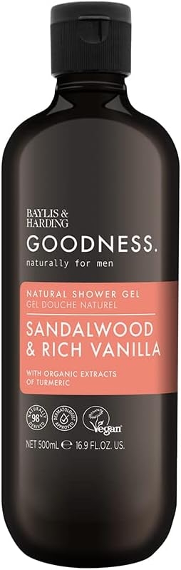 Baylis & Harding Goodness Men's Sandalwood & Vanilla Natural Shower Gel, 500 ml