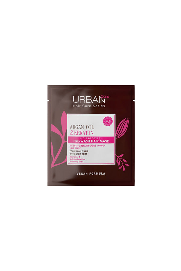 URBAN CARE Argan Oil & Keratin Brittle Hair Nourishing PreShower Hair Care Mask Vegan 50 ml X 5 (Set of 5) - Aegean Vibe