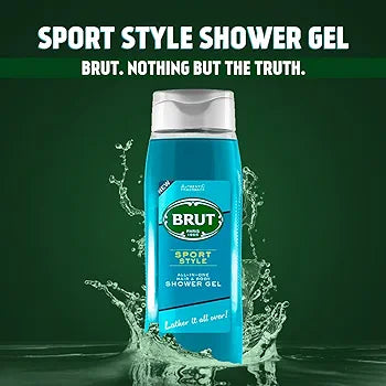Brut Sport Style ALL-IN-ONE Shower gel for Hair & Body | Body Wash for Men| Authentic Fragrance 500ml