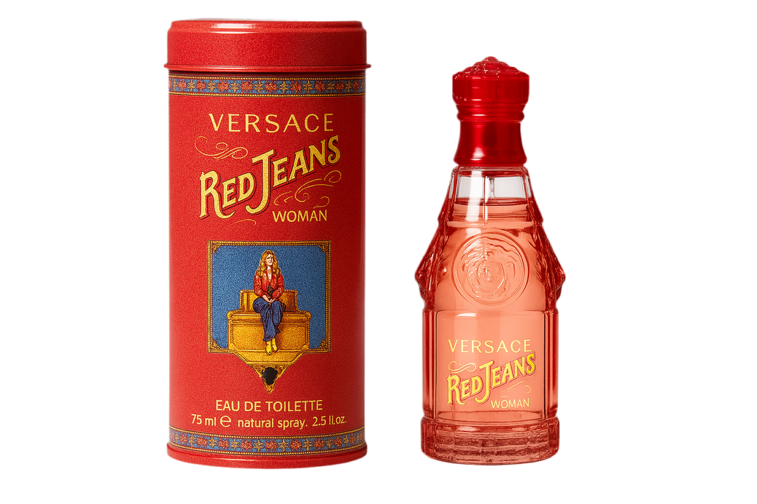 Versace Red Jeans Woman Eau de Toilette – 75 ml Fragrance for Her in Iconic Tin