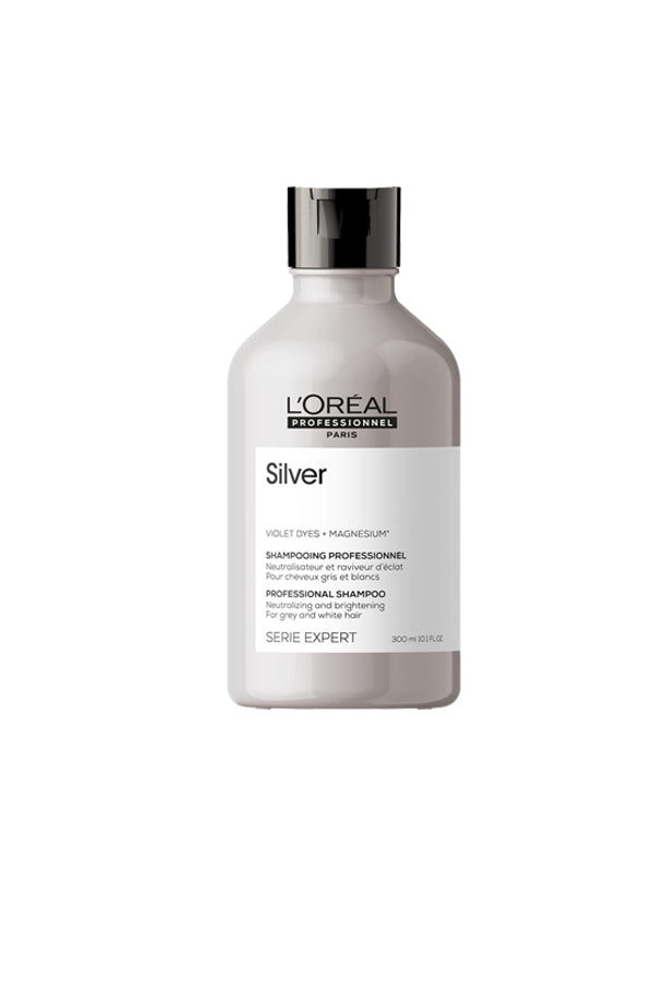 L'oreal Professionnel Serie Expert Silver Color Balancing Purple Shampoo for Blonde Gray and White Hair 300 ml - Aegean Vibe