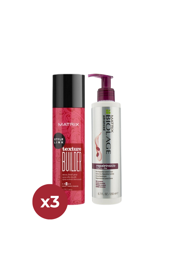 Matrix Style Link Texture Builder Messy Finish spray 150 ml x3 & Matrix Biolage Advanced Reparative Control Cream 200 ml - Aegean Vibe