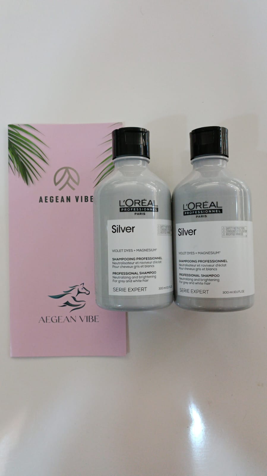 L'oreal Professionnel Serie Expert Silver Color Balancing Purple Shampoo for Blonde Gray and White Hair 300 ml x2 - Aegean Vibe