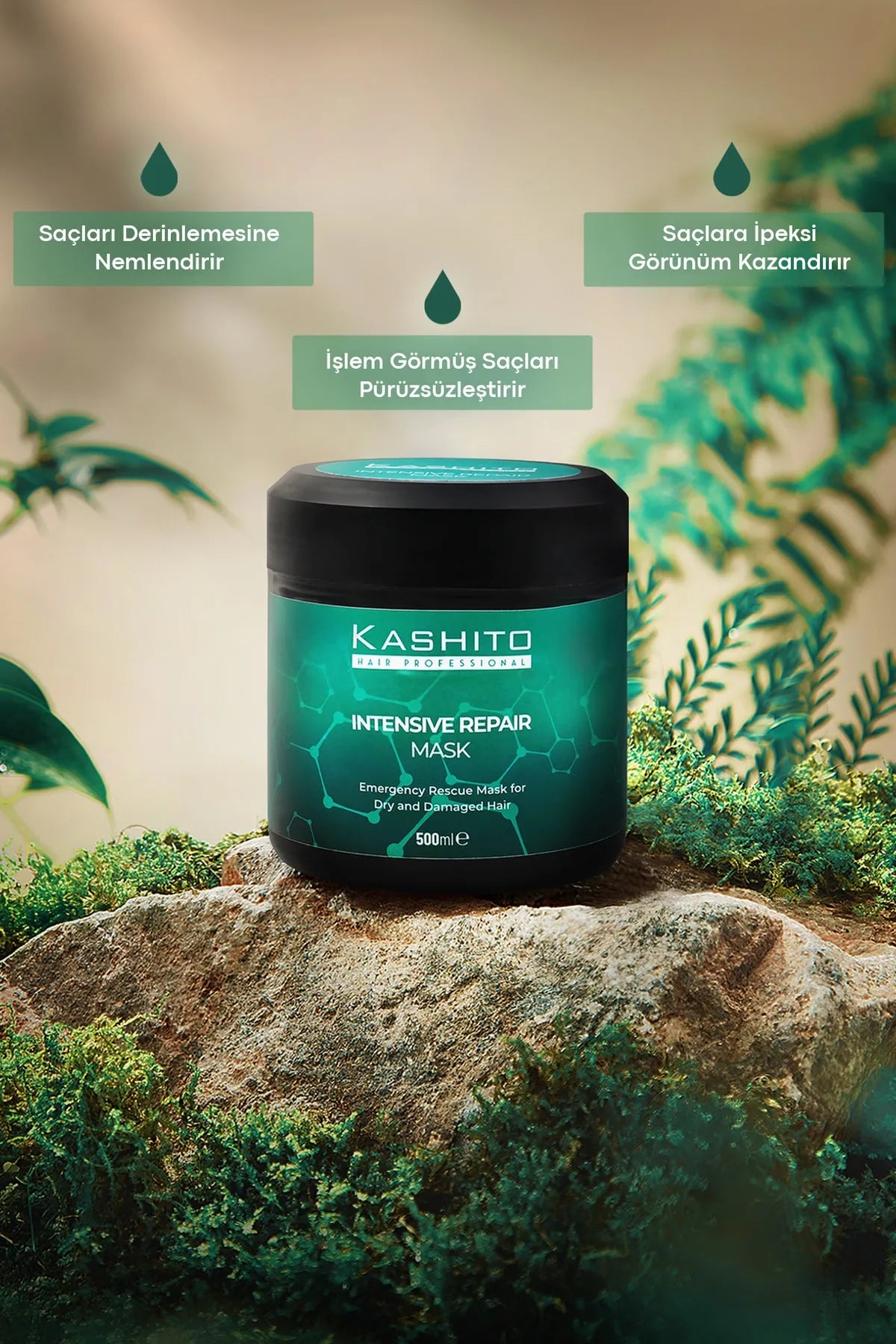 KASHITO Intensive Repair Mask Intensive Care Mask For Dry And Damaged Hair 500 ml - Aegean Vibe