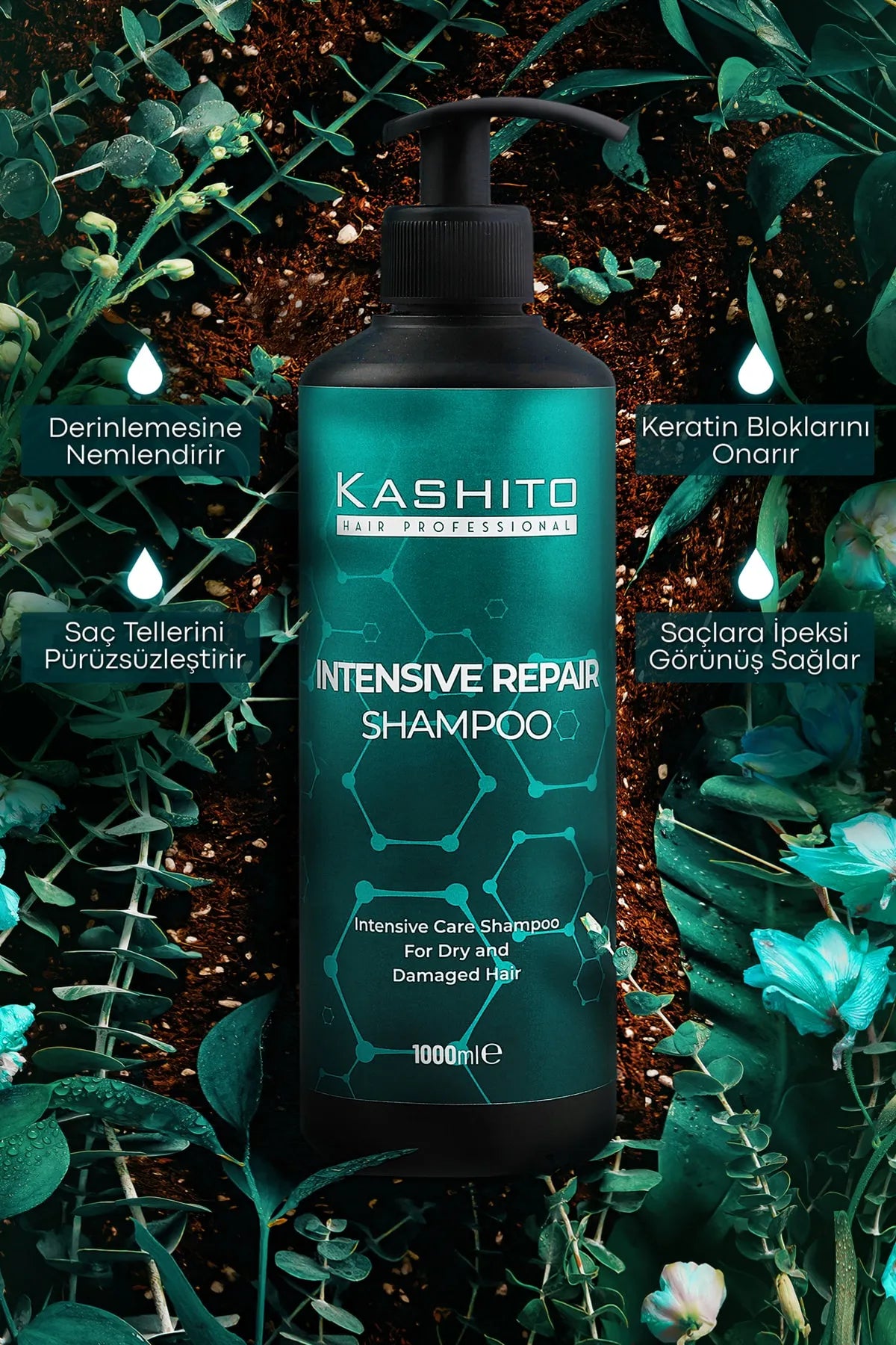 KASHITO Intensive Care Intensive Repair Shampoo For Dry And Damaged Hair 1000ml - Aegean Vibe