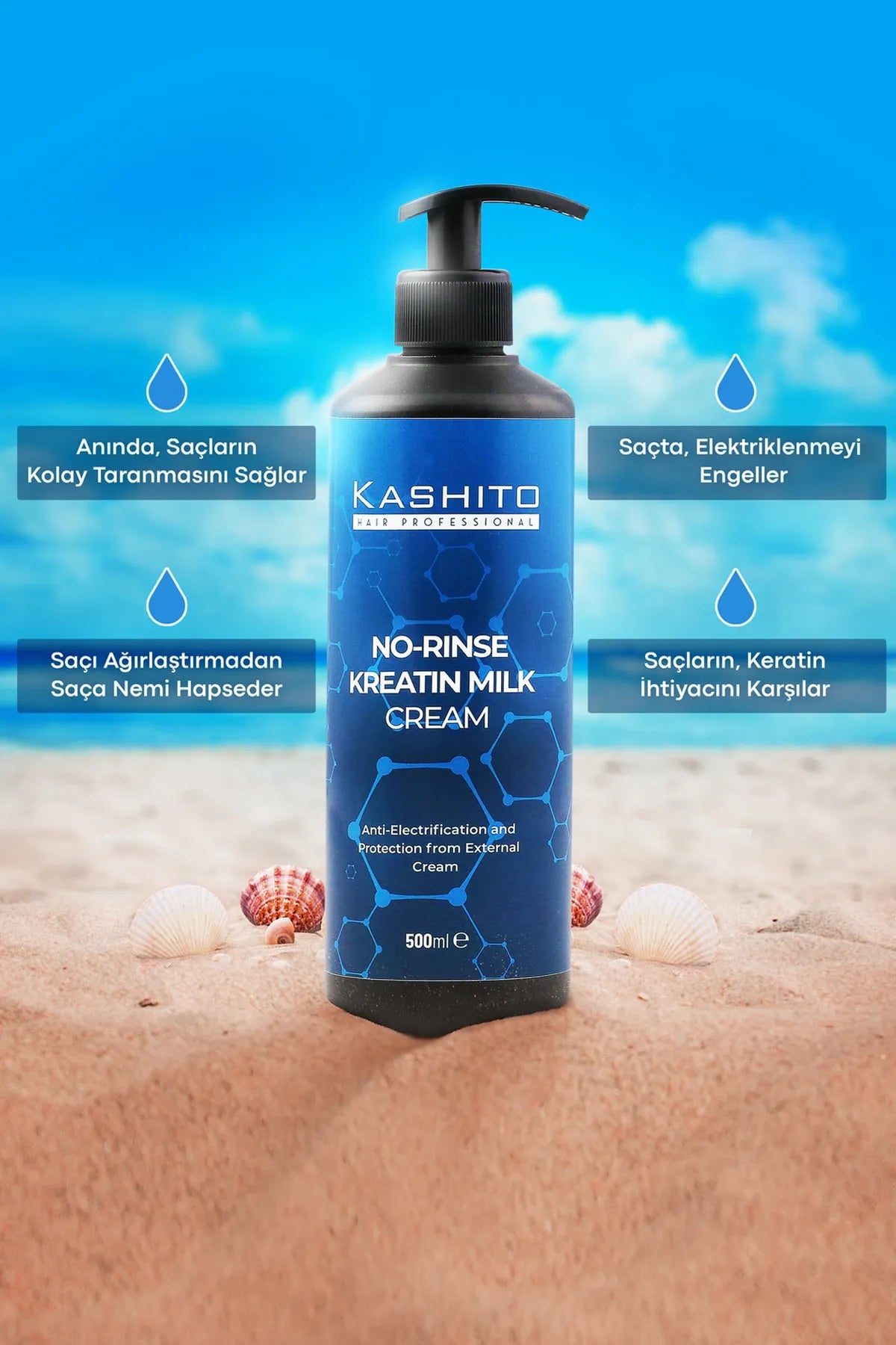 KASHITO No-rinse Keratin Milk Cream No Rinse Keratin Milk 500 ml - Aegean Vibe