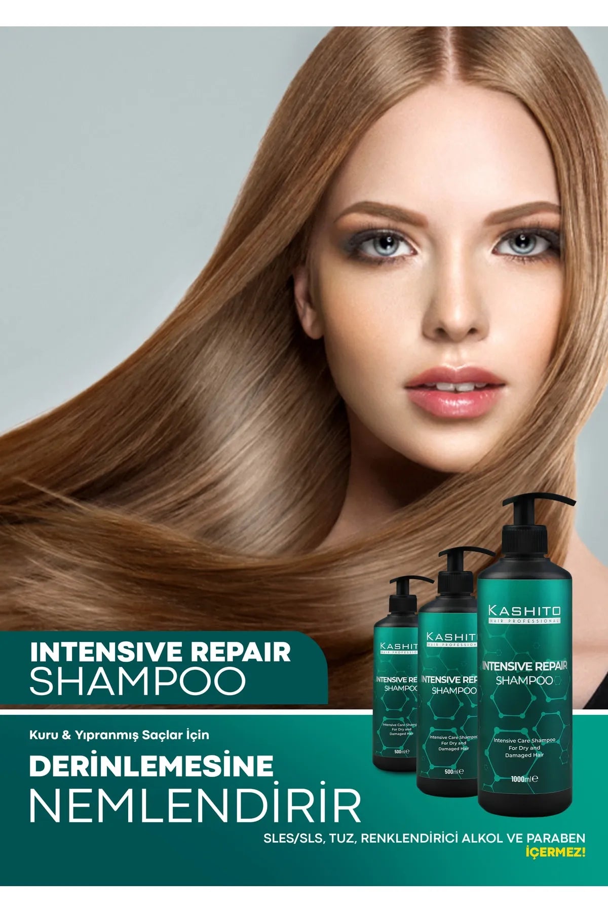 KASHITO Intensive Care Intensive Repair Shampoo For Dry And Damaged Hair 1000ml - Aegean Vibe