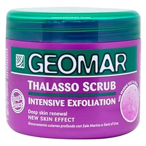 GEOMAR Intensive Thalasso Exfoliation, Deep Skin Renewal, Effect Like New Skin, with Sea Salt, Grape Seeds and Trace Elements from the Dead Sea, Made in Italy, 600 g