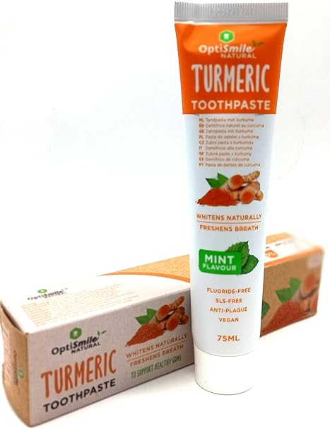 OptiSmile Natural Turmeric Toothpaste  Whitens Naturally Mint Flavour 75ml