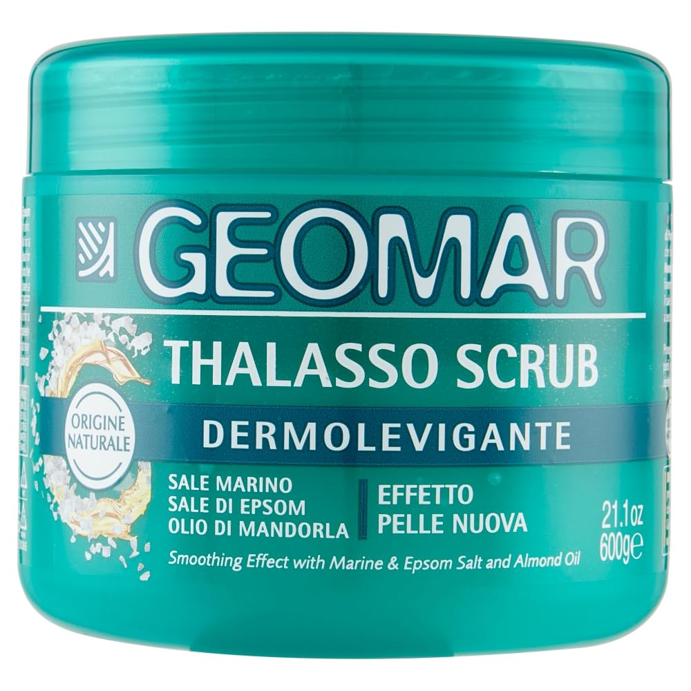 GEOMAR Dermolevigante Thalasso Exfoliating, New Skin Effect, with Sea Salt, Epsom Salt and Almond Oil, Made in Italy, 600 g