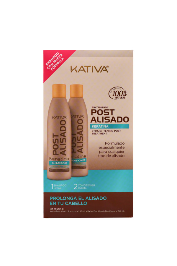 KATIVA POST ALISADO Conditioner and Shampoo Salt Free 250 ml + 250