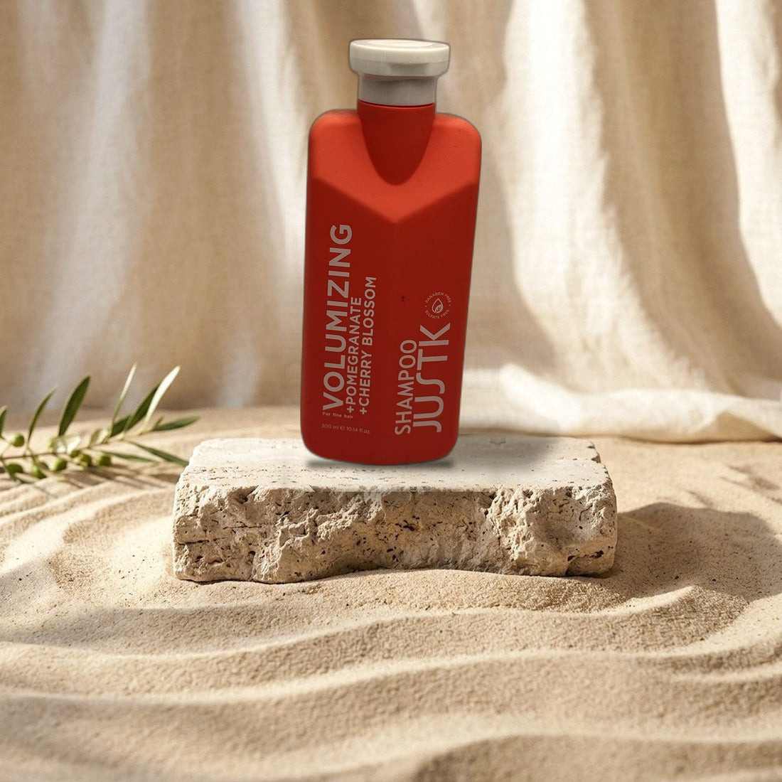 JustK Pomegranate & Cherry Blossom Volumising Shampoo for Fine Hair with Jojoba Oil & Shea Butter 300 ml