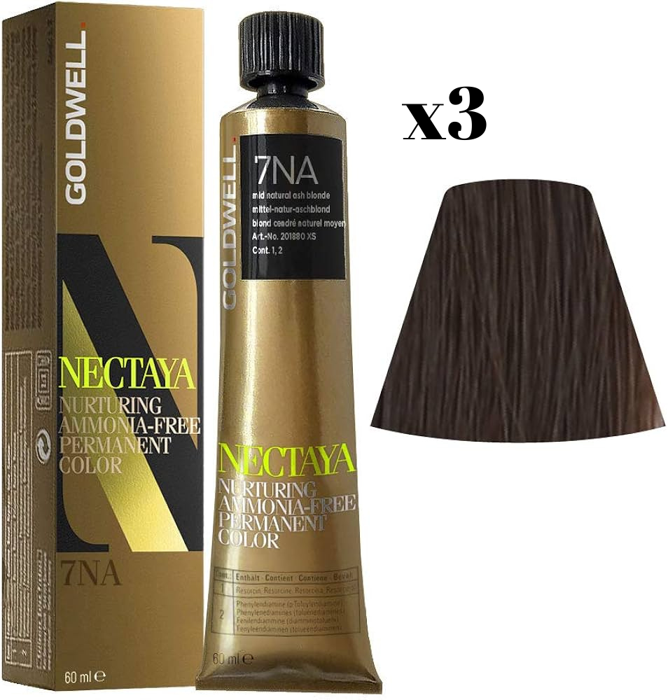 Goldwell Nectaya Hair Color Without Amonia 7NA Medium-Natural Ash Blonde 60mlx3:180ml