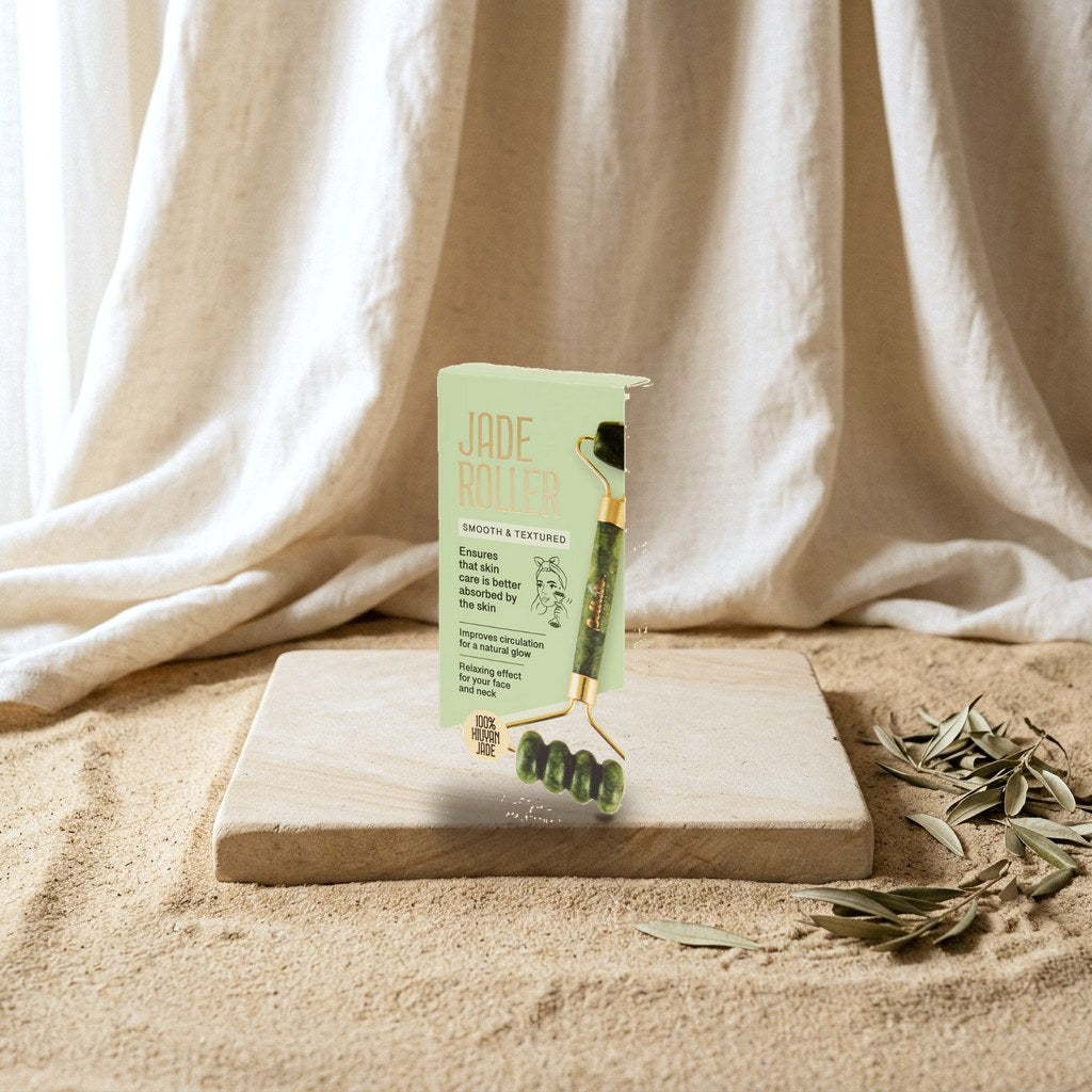 Dual Jade Roller – Smooth & Textured 100% Xiuyan Stone
