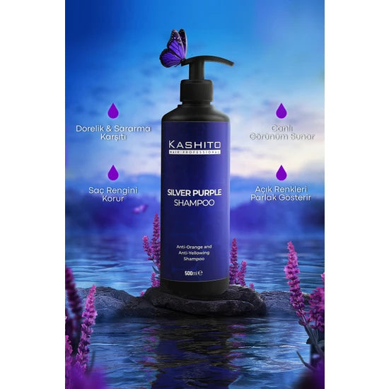 KASHITO Silver Shampoo Kashito Silver Purple Shampoo Dorelic and Anti-Yellow 500 ml - Aegean Vibe