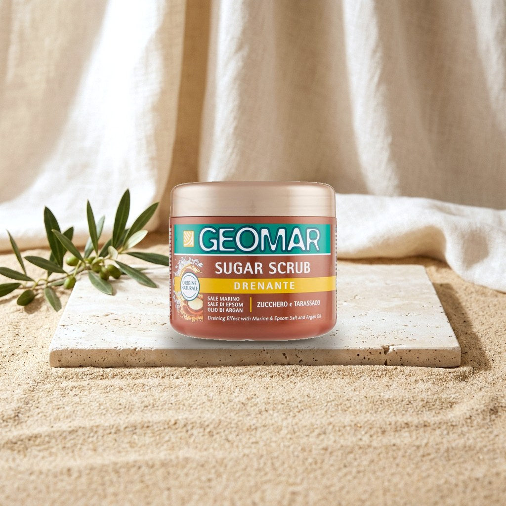 GEOMAR Dehydrating Sugar Scrub, with Sea Salt, Epsom Salt, Argan Oil and Extracts of Sugar and Dandelion, 95% Natural Origin, Made in Italy, 600 g
