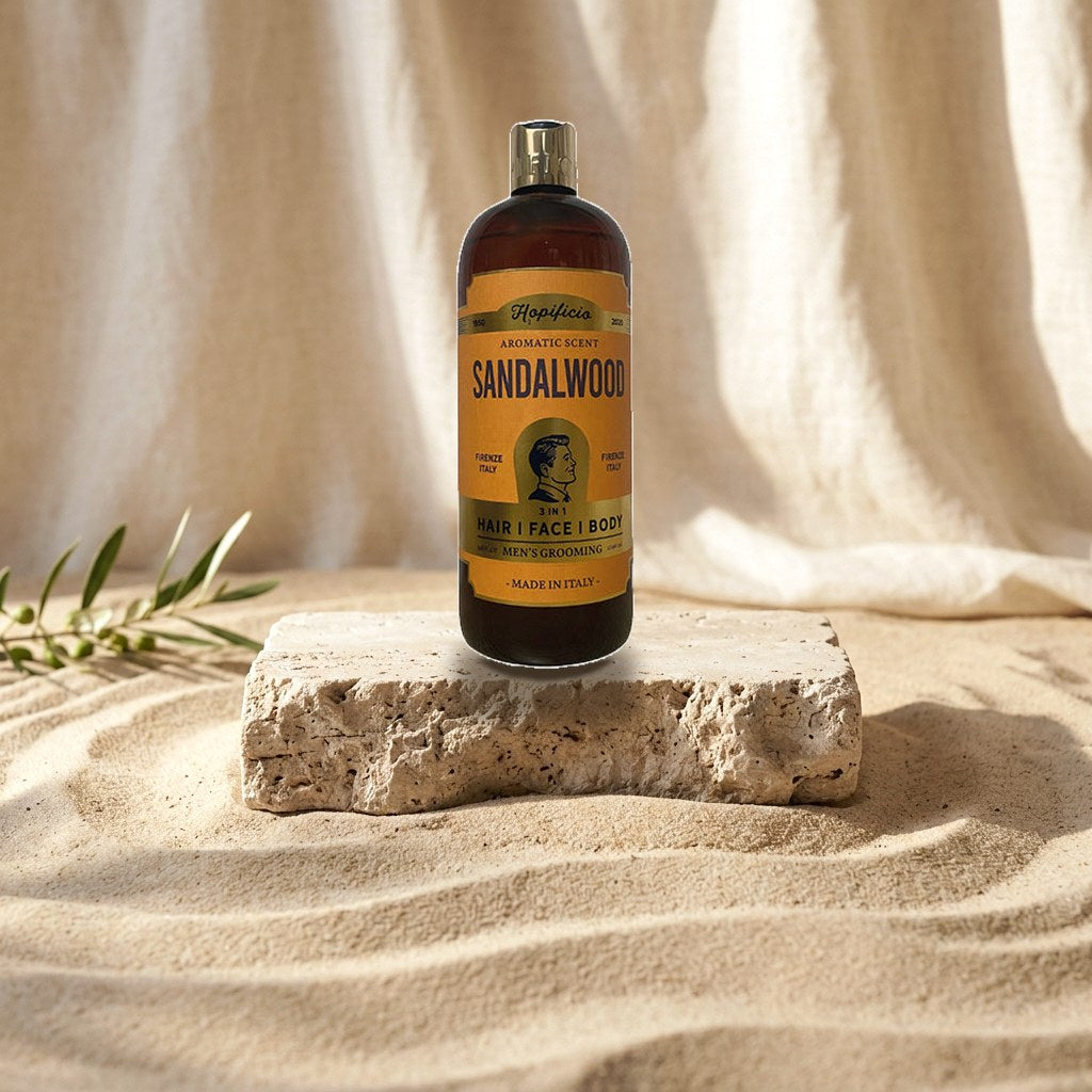 Hopificio Sandalwood 3in1 Liquid Soap 1000 ml – Luxurious Cleansing for Hands, Body & Hair