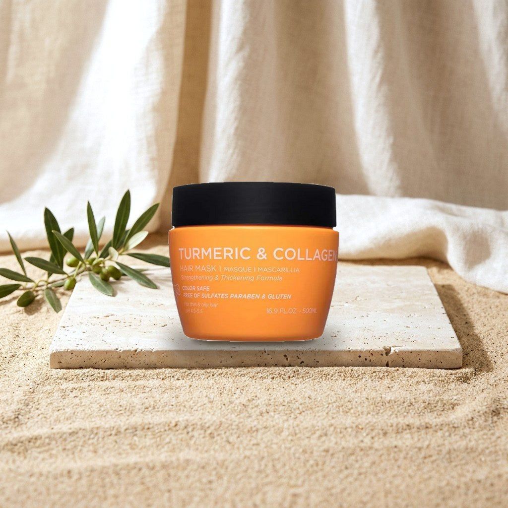 Luseta Turmeric & Collagen Hair Mask 500 ml Thickening Hair Treatment for Thin and Oily Hair, Nourish Scalp, Frizz Control & Add Shine, Sulfate Free