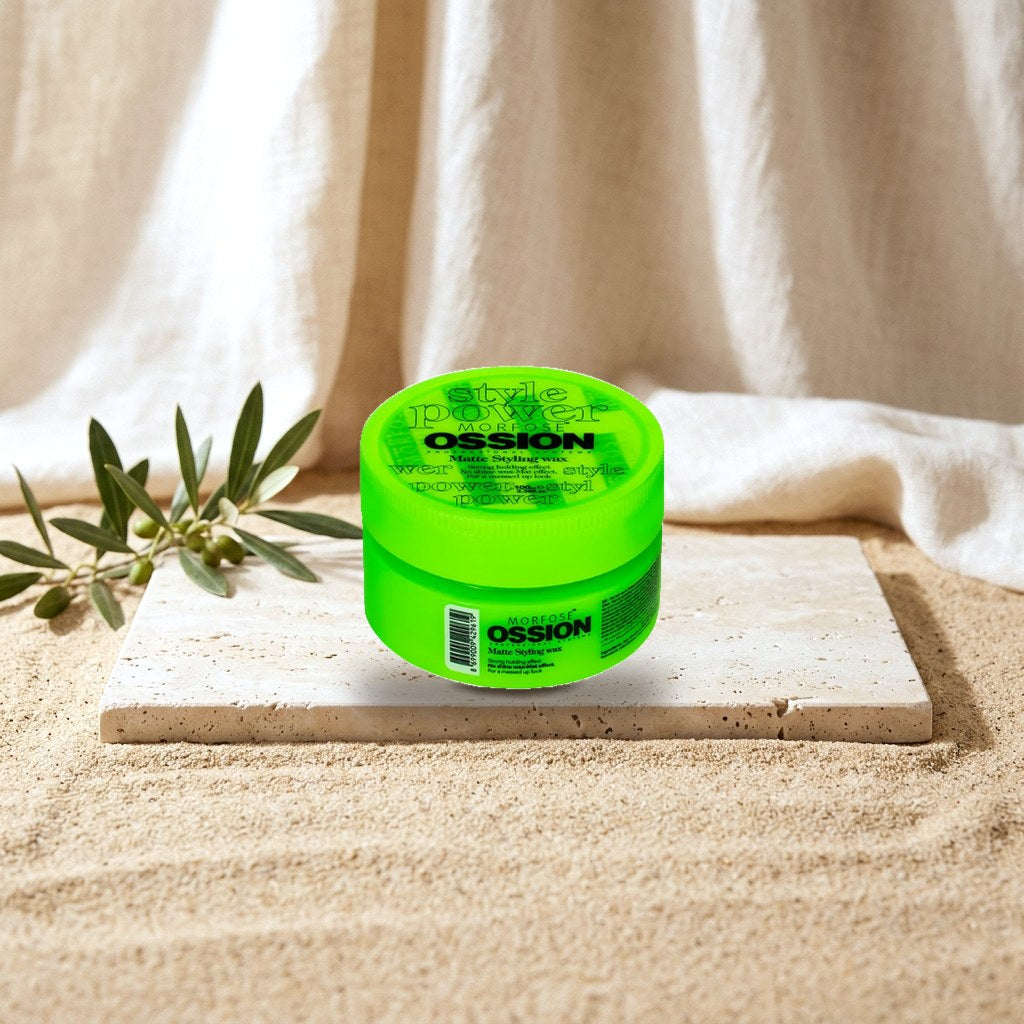 Morfose Ossion Hair Styling Wax - Strong Hold, Matte Finish for Long Lasting Stylings, 100 ml (Green Packaging)