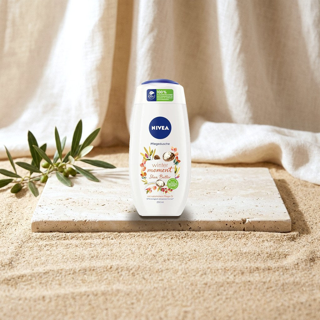 NIVEA Winter Moment Shea Shower Gel (250 Ml), Winter Shower Gel with Scent of Shea Butter, Shower Creme with Nourishing Oil