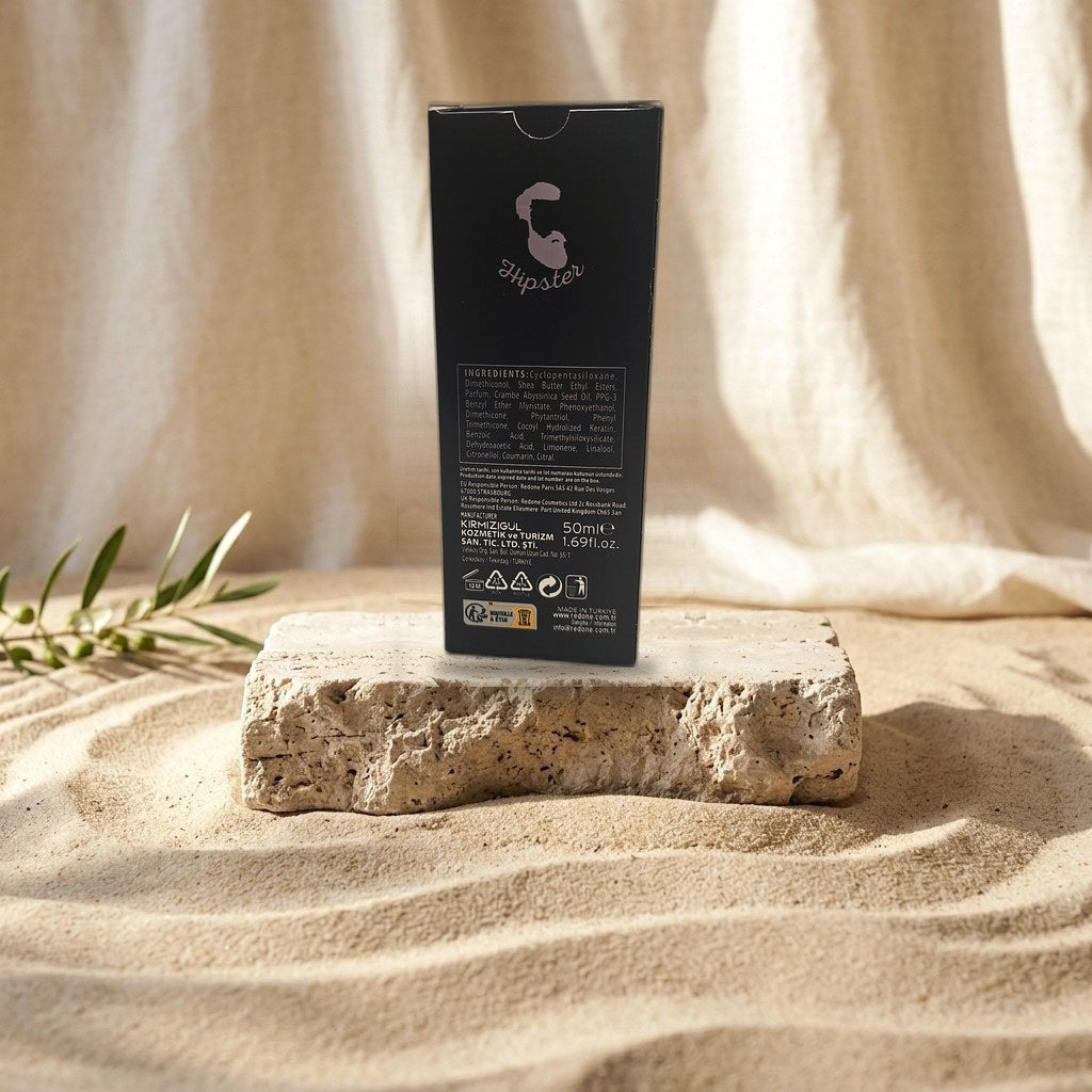RedOne Conditioning Beard & Mustache Keratin Care Oil 50 ml, box back with ingredients