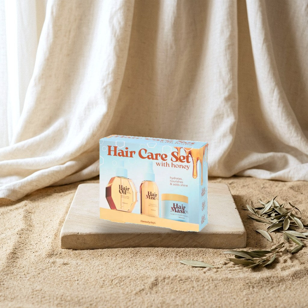 The BeautyDept. Hair Care Set Hair Oil 50 ml & Mist 50 ml & Mask 50 ml Hydrates, Nourishes & adds shine with Honey