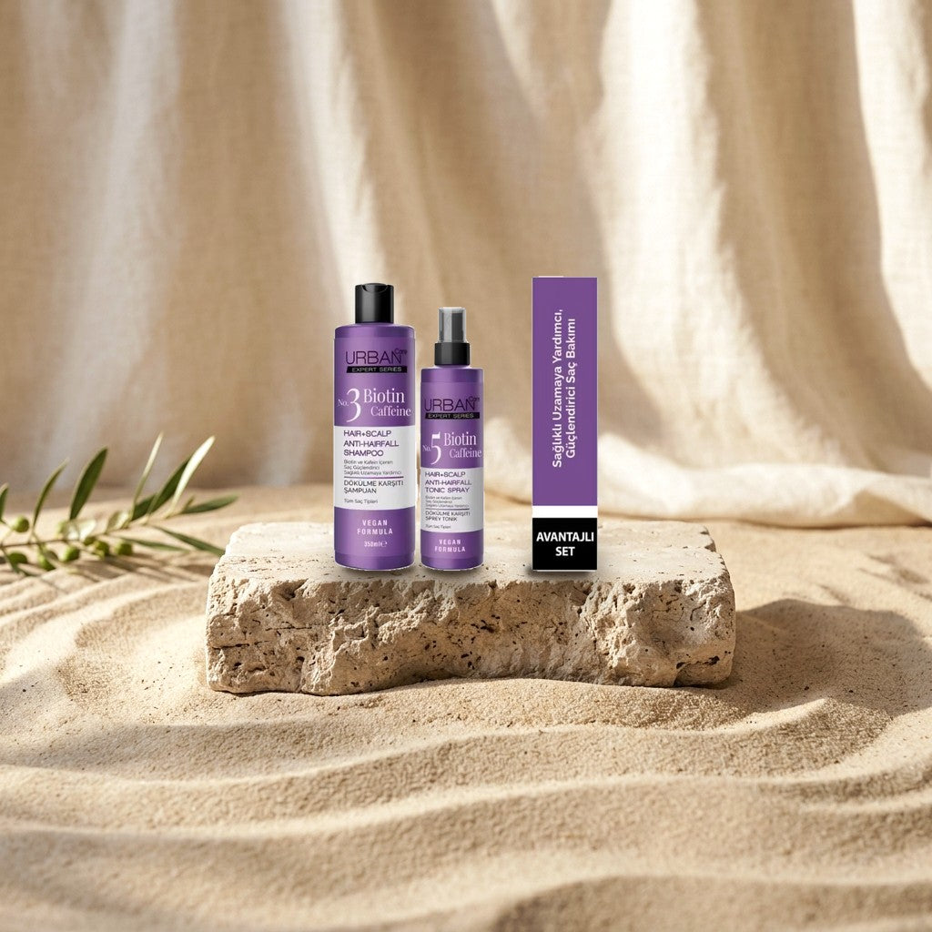 Urban Care Expert Series Biotin Caffeine Hair-Scalp Shampoo 350 ml & Tonic Spray 200 ml Set (Vegan Formula)