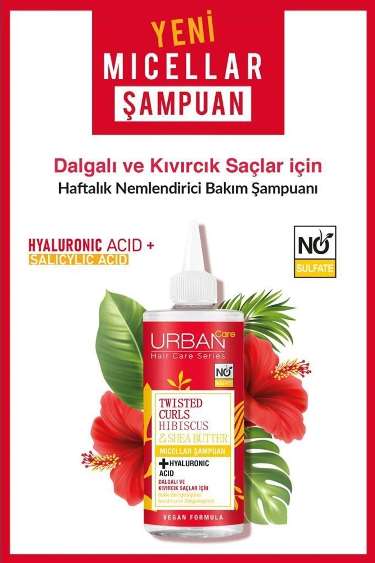 Urban Care Hibiscus & Shea Butter Micellar Shampoo for Curly Hair Sulphate Free 340 ml - Aegean Vibe